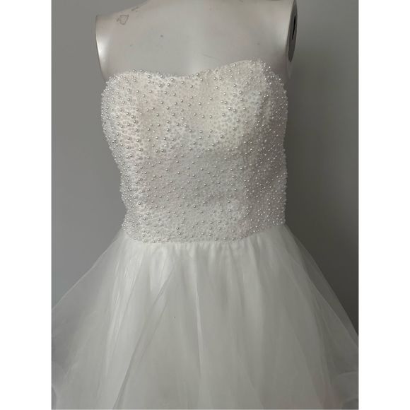 BASIX BLACK LABEL D1427L PEARL TIERED STRAPLESS GOWN US 10 $490 - Picture 5 of 12